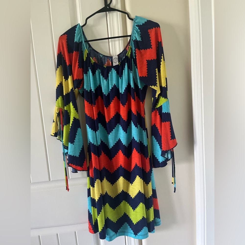2B Zaful multi color Vibrant Chevron Midi Dress